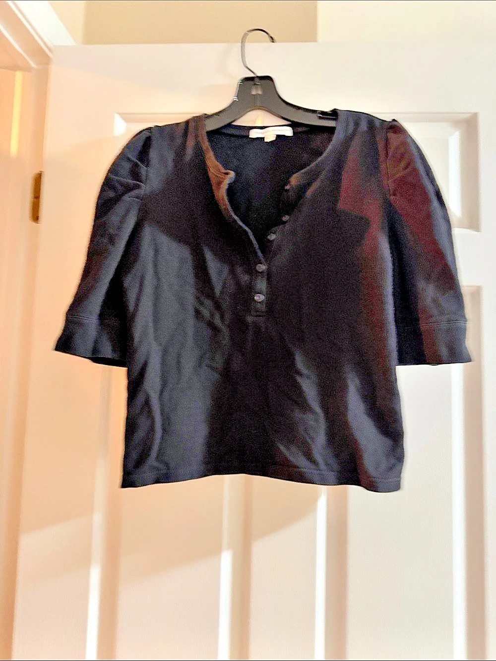 Rebecca Minkoff Janine Puff Sleeve Sweatshirt Black Size Medium
